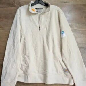 Carhartt 1/4 Zip Sweatshirt Womens XL Light Tan Tencel Relaxed Fit Workwear